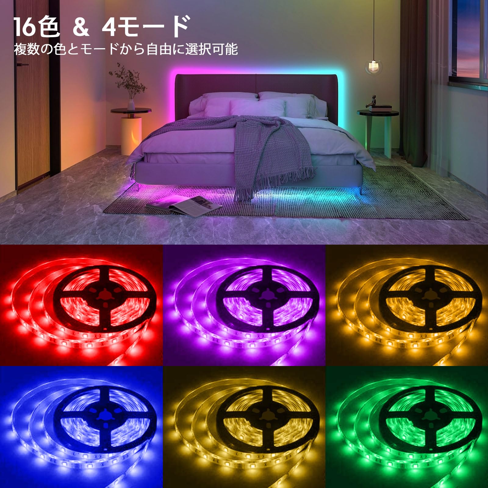 Amazon.co.jp: Auting LEDテープライト 2M RGB 5050 LED 電池＆USB給電